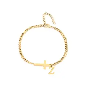 Creative new cross 26 initials bracelet Fashion simple versatile bracelet Neutral style jewelry Couple jewelry