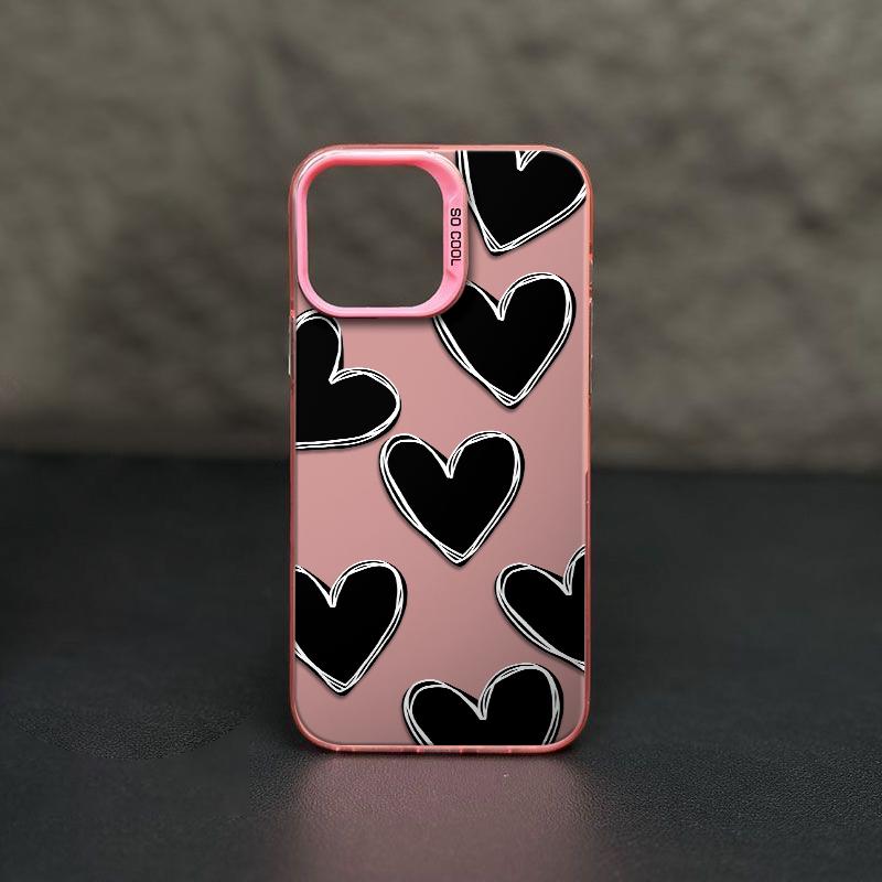 Heart Doodle Artwork Patterns Phone Case Durable Hard Acrylic Back Case With An Anti-Yellowing Coating, Made From High-Quality Designed For Reliable Drop Protection For Your Phone For iPhone 17.16.15.14.13.12.11.X.XS.XSMAX.XR.8.7