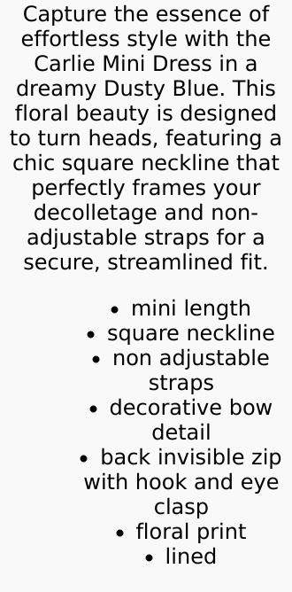 Carlie Mini Dress - Dusty Blue