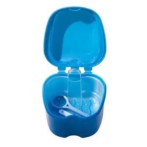 Dental Apple False Teeth Storage Box with Cleaning Brush and Hook, Denture Care Case, Dental Accessories for Orthodontic Retainers Cleansing