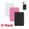 3-Pack Non Slip Silicone Universal Cellphone Holder - Car Interior Anti-Slip Mat Accessory, Strong Sticky Base, 24 Suction Cups Stability, Hands-Free Smooth Surface Use, Fits Most Universal Smartphone Holders (White,Pink,Black)