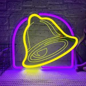Taco Neon Signs for Wall Decor,Dimmable Bell Led Neon Light for Mexican Restaurant Decor,USB Powered for Kitchen Coffee Bar Coffee Shop Business Birthday Christmas Gifts(13.3 * 11.4in)