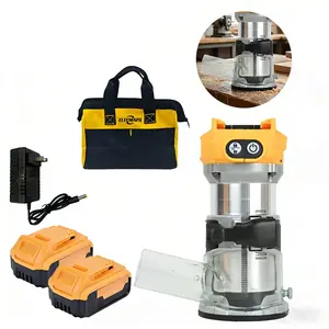 Compatible with Dewalt 20V battery cordless compact router (bare tool); 6-speed variable speed woodworking; 800W 28,000 RPM fixed-base wood router; includes a cutting drill bit, edge guide and roller track, dust cover