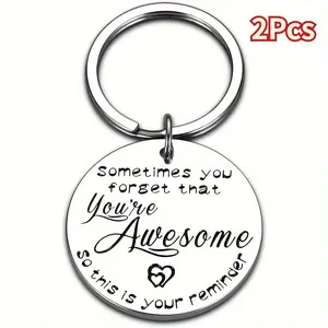 2Pcs Unique Inspirational Keychain - Keyrings & Keychains with Birthday, Thank You, and Graduation Gift Ideas for Men, Boyfriend, Dad, Coworkers, Friends, and Boss
