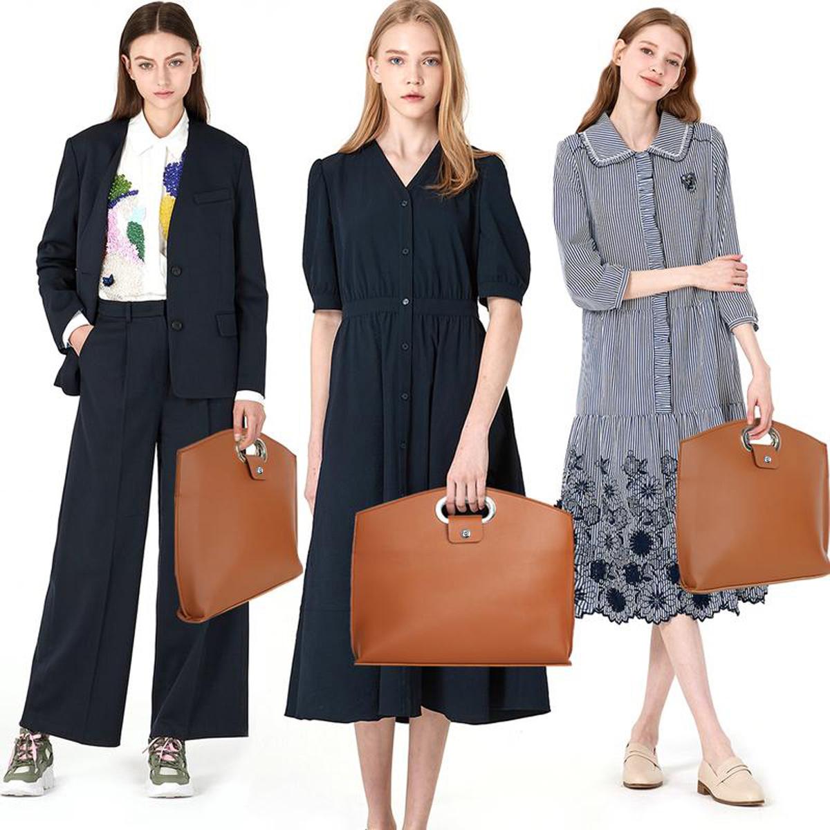 2PCS Laptop Bag for Women,Waterproof PU Leather 14-16In for Laptops and iPad Cases,Work Tote Bag Briefcase for Work Travel