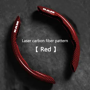 2pcs Carbon fiber Car Steering Wheel Cover Anti-slip Protection Cushion For Dodge RAM Logo Car Accessories