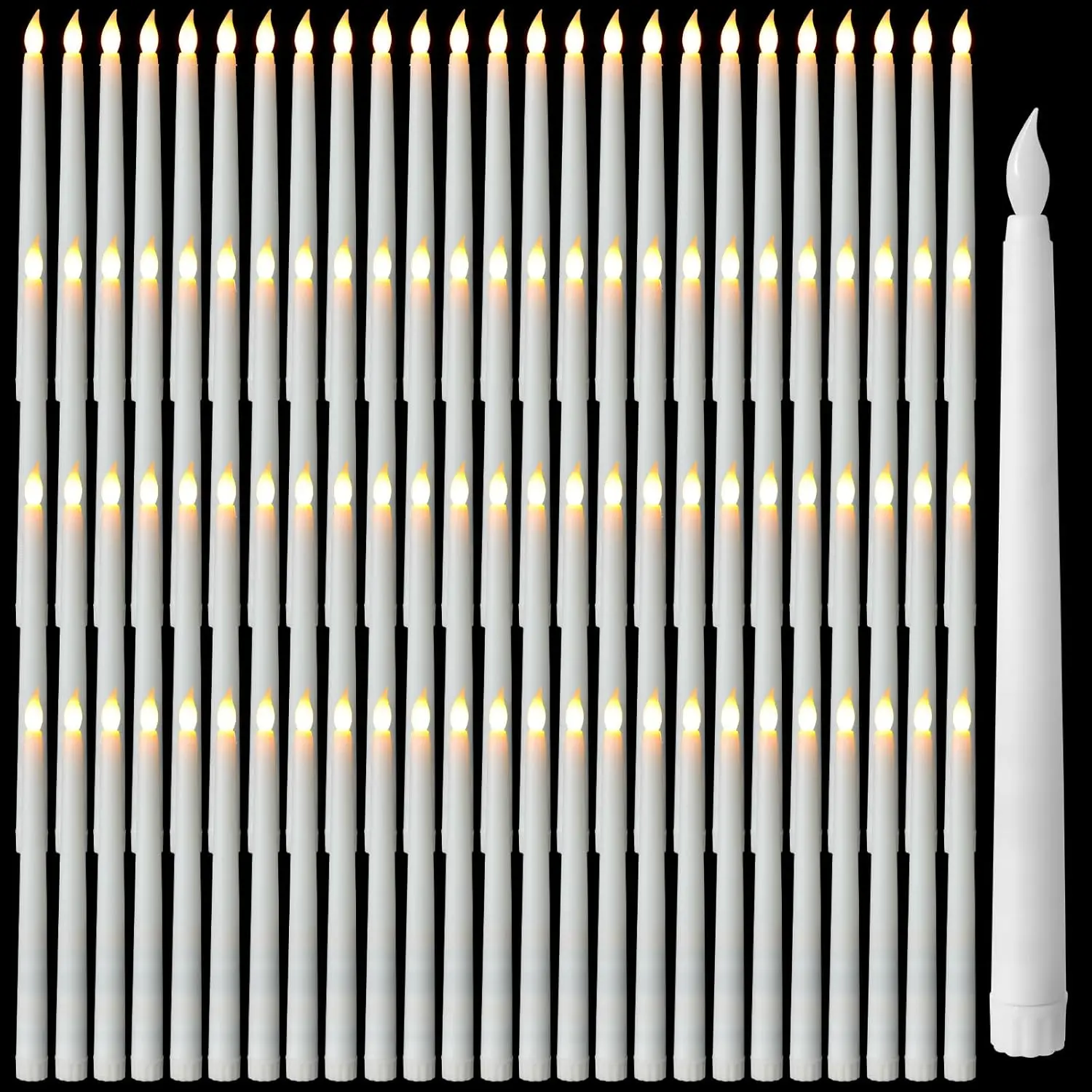 100 Pcs 9.7 in LED Flameless Taper Candles - Bulk Battery-Operated Flickering Candlesticks, Old-Fashioned Decorative Mood Lamp, LED Light Up Interior Indoor Home Decor Room Lights for Wedding, Interior Led