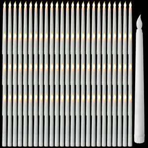 100 Pcs 9.7 Inch LED Flameless Taper Candles Bulk Battery Operated Taper Candles Flickering Candlesticks for Wedding Church Holiday Table Decoration