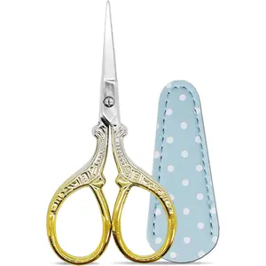 3.6Inch Crochet  Embroidery  Stainless Steel Classic Scissor with Leather Cover Crafting Scissor Shears for Needlework Craft Art Work Manual Handicraft DIY Tool