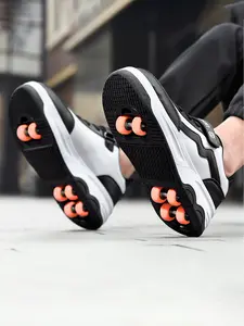 Children's roller skates, ice skates, or sports shoes with wheels, Four wheel design, suitable for boys and girls, wheels detachable, two-in-one for sliding and walking, all seasons