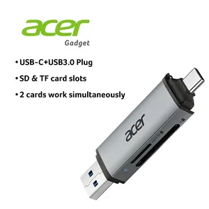 Acer SD Card Reader, USB C USB 3.0 Micro SD Card Reader for SD SDHC SDXC MicroSD Compatible with iPhone 17 16 15 Pro Max Samsung Android Computer PC（SD Card Not Included）
