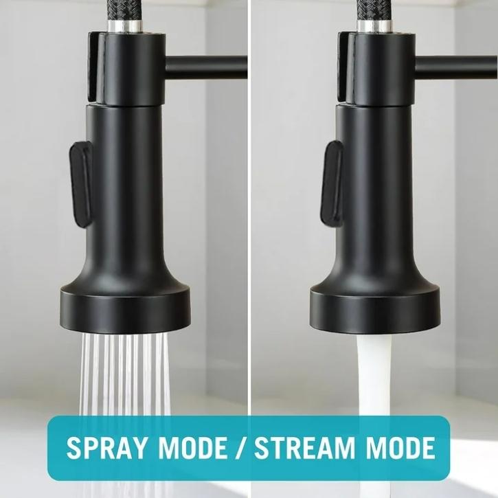 PHANCIR Pull-Down Kitchen Faucet, Brushed Nickel, Single Handle, Compact Design, 1 or 3-Hole Installation