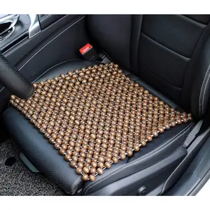 Natural Wood Beaded Seat Cover Pad Mat-Comfy Cool Summer Massage Seat Cushion (Square), Medium Size, For Car, Sedan, SUV, Office Chair