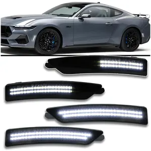 Smoked LED Side Marker Light Kit for 2024-2025 Ford Mustang - Dynamic Sequential Turn Signals | White Front & Rear Lighting | 4-Piece Direct Fit Replacement