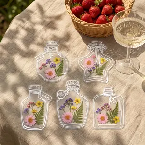 DIY Transparent Dried Flower Bookmark  PCS Random Pattern Clear Dried Flower Bookmarks,DIY Bookmarks, Glassware Personalized Stickers, NaturalFlower Bookmarks, Bookmark Stickers, Bookmark Crafts