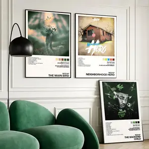 N-NoCap Album Poster HD Waterproof Peel & Stick Wall Art Sticker Poster, Self Adhesive Wall Decor, Fade Resistant High Definition Print, Easy Apply & Remove, Modern Room Decor for Living Room Bedroom Office Bar Apartment, Multi Sizes