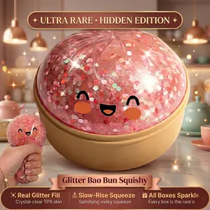 Viral Dumpling Squishy Mystery Blind Box ULTRA RARE Red Glitter Hidden Edition | Dumpling Squishies Squishy Dumpling Slow Rise Stress Relief Fidget Toy Soft TPR Squeeze Ball Sensory ASMR Gift Adults Teens Simulated  butter need oh  stretchable giant