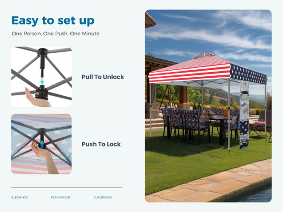 [Waterproof & UV-Resistant] PHI VILLA 10x10ft/ 12x12ft Pop-up Canopy Tent, Instant Portable Canopy Tent Outdoor Gazebo, One-Push-To-Lock Outdoor Gazebo with Roller Bag
