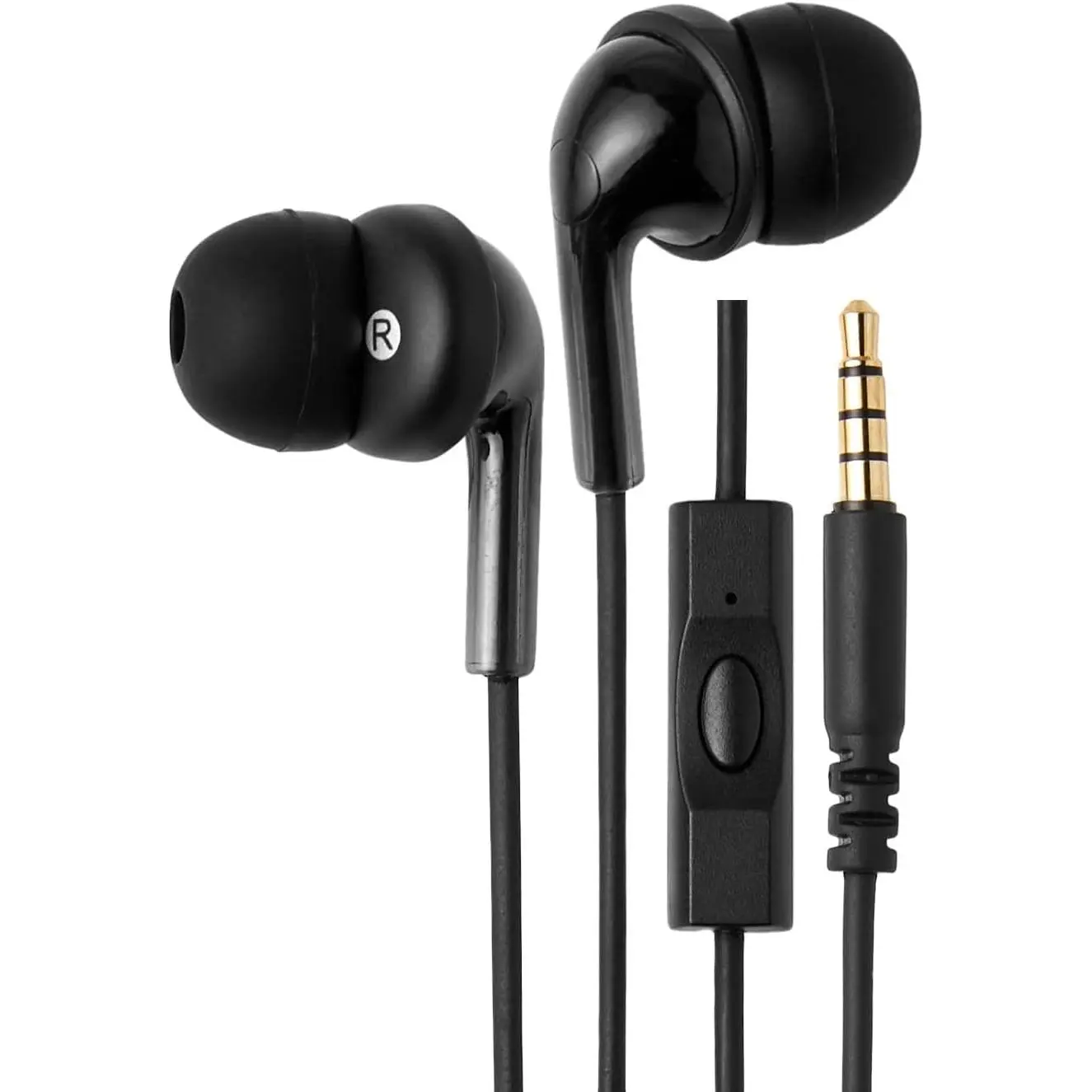No Wireless Tangle-Free Audio Headphone, In-Ear Wired Earbuds with 3.5 mm Jack, Microphone, 4.2 ft Cable, S/M/L Ear Tips, Call Control, Black