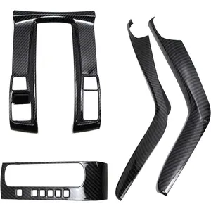 Center Console auto Shift Panel Cover Trim Cover kit Compatible with Honda Civic 2016-2021 Sedan Interior ABS Carbon Fiber (4 Pcs)(Adapted to Left Rudder-Hand Steering Wheel)
