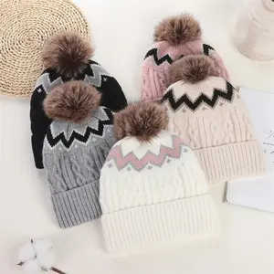 Winter Warm Knitted Hats for Women Men Color-blocked Striped Beanies Lady Autumn Female Outdoor Casual Soft Skullies Ski Caps