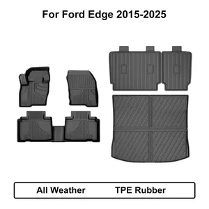 AOMSAZTO 6PCS Floor Mats for Ford Edge 2015 2016 2017 2018 2019 2020 2021 2022 2023 2024 2025-1st & 2nd Row All Weather Protection Floor Liners & Cargo Liner & Backrest Mat for Ford Edge, All-Weather Protect