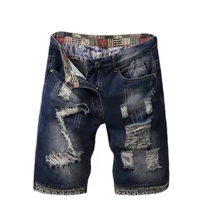 Ripped Patched Men's Denim Shorts 2026 American Fashion Personality Trend Patchwork Shorts