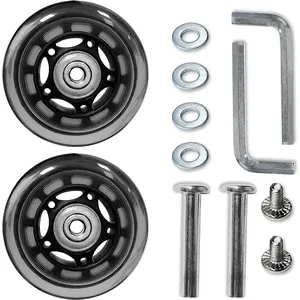 Replacement Luggage Suitcase Wheels OD 68mm Repair Kit  Axles Rubber Metal Clear Wheel Roller Bearings Tools Wear-Resistant Mute Flexible Set of (2) Wheels 68mm x 24mm x 6mm