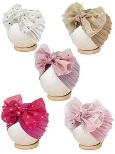 5 Pcs 0-3Y Candy Color Cute Infant Baby Bow Hat, Princess Girls Hair Accessories, Suitable for Everyday & All Seasons, Stylish Knot Design