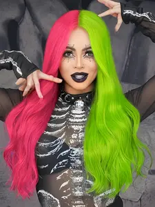 Two Tone Wig, Long Curly Wavy Cosplay Wig, Synthetic Heat Resistant Wig, Fashionable Wig for Women & Girls, Synthetic Fiber Wig