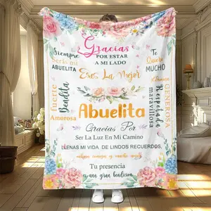 Floral & Letter Pattern Blanket, 1 Count Soft Warm Throw, Air-conditioned Room Blanket, Bedding Supplies for Home Office Travel, Letter Print Blanket