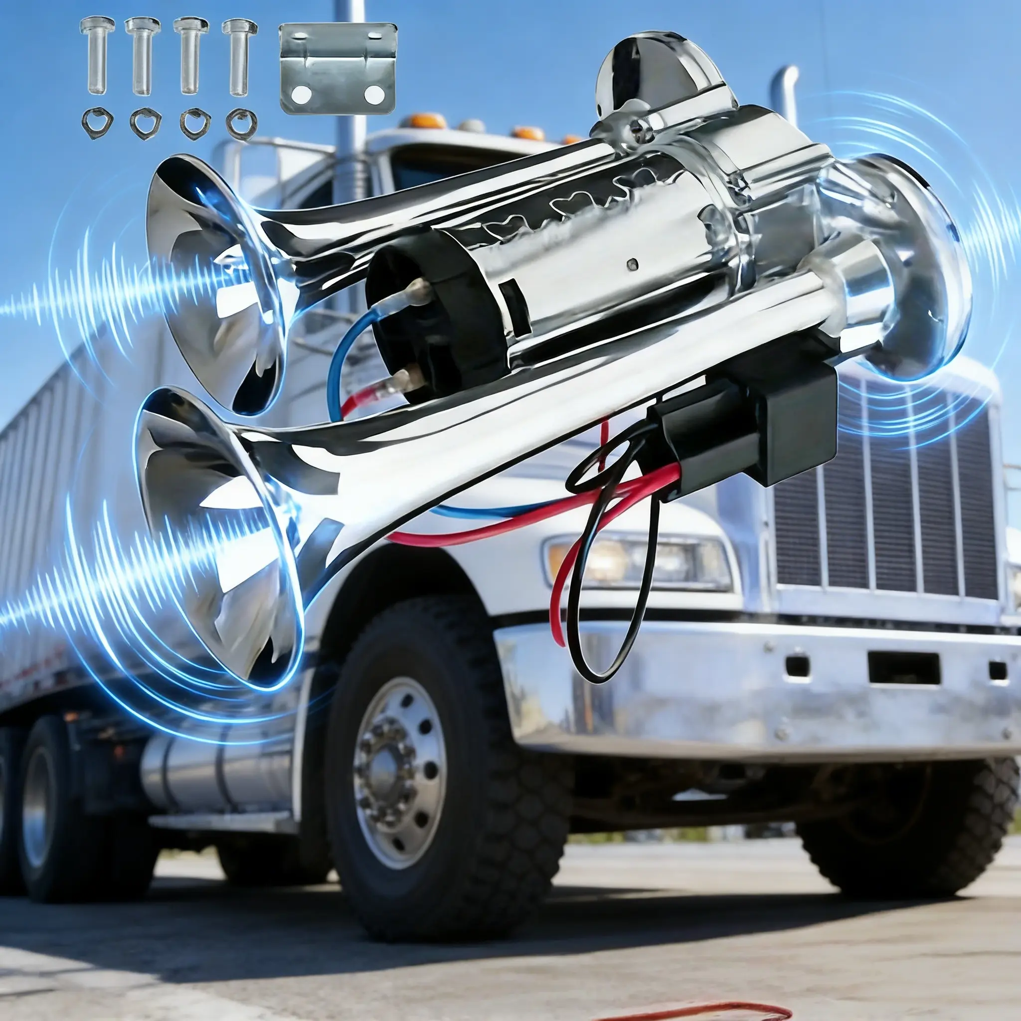 Extreme Loud Vehicle Horn Complete Kit with Air Compressor for Road ...