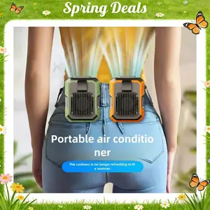 [Spring Deals] Coucur 2026 New Personal Waist Portable Fan USB Rechargeable with Clip & Power Bank 3 Speeds Airflow LED Light Wearable Belt Fan for Outdoor Jobsite Farms Traveling Fishing