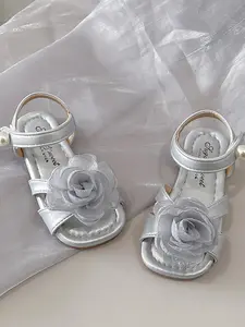 Girls' Cross Strap Sandals, Mesh Rose Design, Soft Sole Anti-Slip, Spring Summer Elegant Fairy Shoes, Comfortable and Stylish Footwear