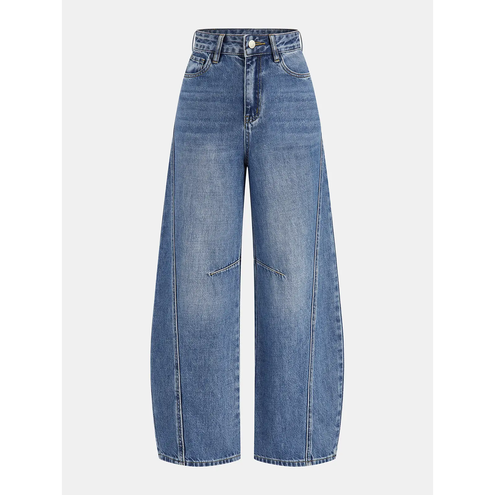 Denim Curved-Leg Jeans