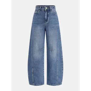 Denim Curved-Leg Jeans