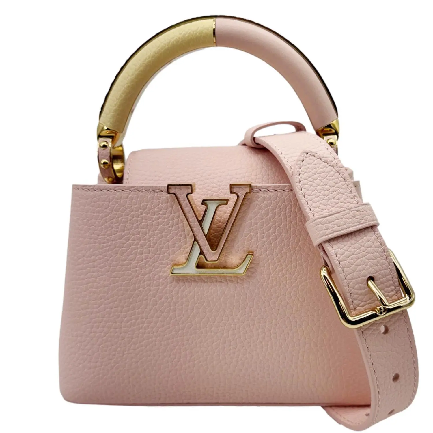 Pre-owned Louis Vuitton Taurillon Leather Crossbody Bags Capucines Mini Crossbody Bag Pink