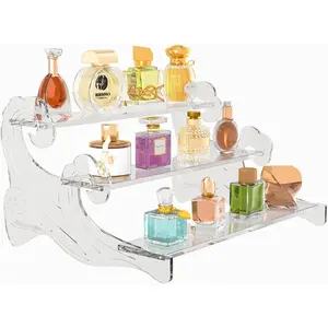 3-Tier Acrylic Display Shelf for Perfume Organizer, Cupcake Stand, Collectible Figures - Clear Fragrance Rack, Dessert Tower