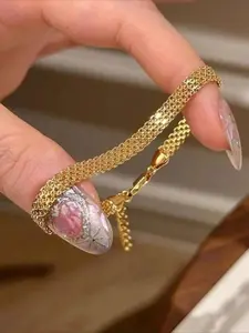 Elegant Stainless Steel Vintage Metal Woven Bracelet, Simple Style Women's Chain, Perfect for Daily Wear and Party Gifts, Elegant Bangle