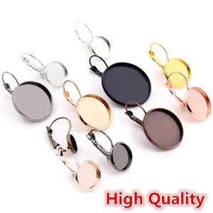 Copper Materials 8-25mm 10pcs Classic 10 Colors French Lever Back Earrings Base, Earring Blank Supplies for Jewelry