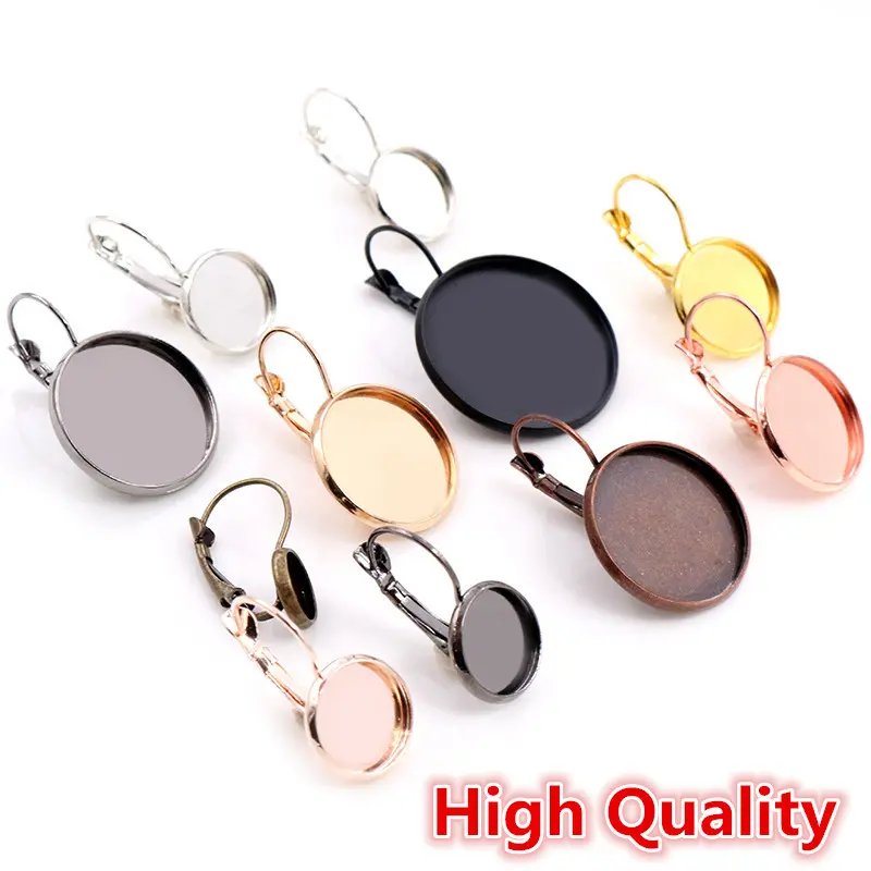 Copper Materials 8-25mm 10pcs Classic 10 Colors French Lever Back Earrings Base, Earring Blank Supplies for Jewelry
