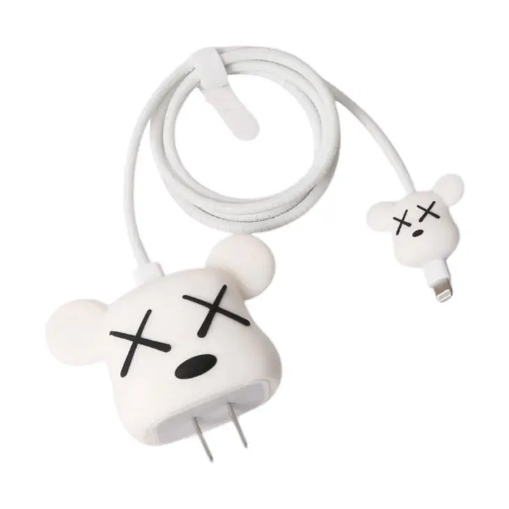(BUY 1 GET 1 FREE) 3D Cartoon phone accessory charger protective Phone Charger for Fast Charging  Protection Cases USB-C Power Adapter and Lighting Cable Cellphone Wrap Around Shockproof Casing Smartphone Mobile Electronic