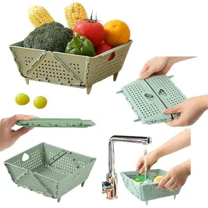 Collapsible Colander & Strainer Basket for Kitchen, Foldable, Space-Saving, BPA-Free, Stackable Storage, Wash & Drain Pasta, Fruit, Vegetables, Berries, RV Sink Basket,Multifunctional Food Cleaning Tool,Portable & Durable ABS Material,kitchen accessories