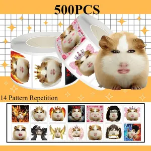 500 Stickers/rolls of Funny Piggy Roll Stickers Series for Sealing Cups, Laptops, Suitcases, DIY Notebook Decorations, Birthday Gifts, Crafts Cup Stickers