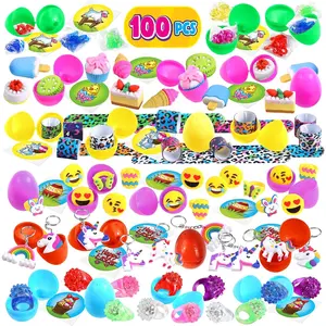 Giraffe 100 Pack Premium Prefilled Easter Eggs - Toy Filled Bulk Plastic Eggs for Kids with Slap Bracelets, Stickers, Light Up Rings - Perfect for Easter Egg Hunts - Bulk Prefilled Easter Eggs Toys!