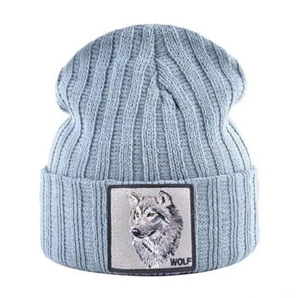 Wolf Knitted Beanie Hat - Soft and Warm Winter Cap