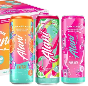 Alani Nu VARIETY PACK CHERRY TWIST, PINK SLUSH, ORANGE KISS Sugar Free, Low Calorie Energy Drinks, 200mg Caffeine, Biotin B Vitamins, Zero Sugar, 10 Calories, 12 Fl Oz Cans, 12 Pack