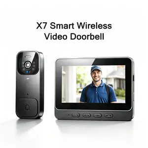 X7 Rechargeable Wireless Smart Doorbell Camera with Monitor - Home Security System, 2-Way Talk, Night Vision, No WiFi, No App, No Monthly Fees