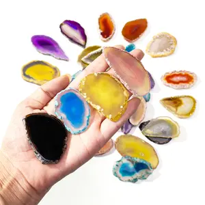 Colorful Natural Healing Crystal Agate Slices, Irregular Shape DIY Pendant Charms, Cute Energy Stone Jewelry for Necklaces & Gifts