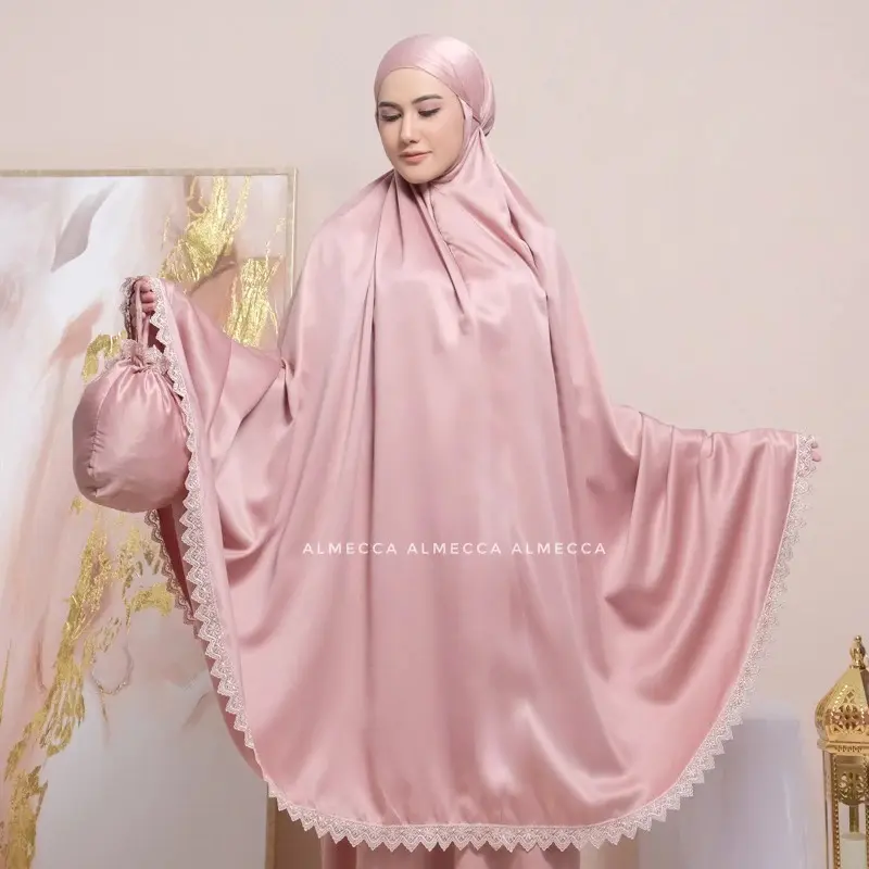 Al Mecca Style 2 Adha Labels Silk Velvet Prayer Set Mukena - BLUSH ...